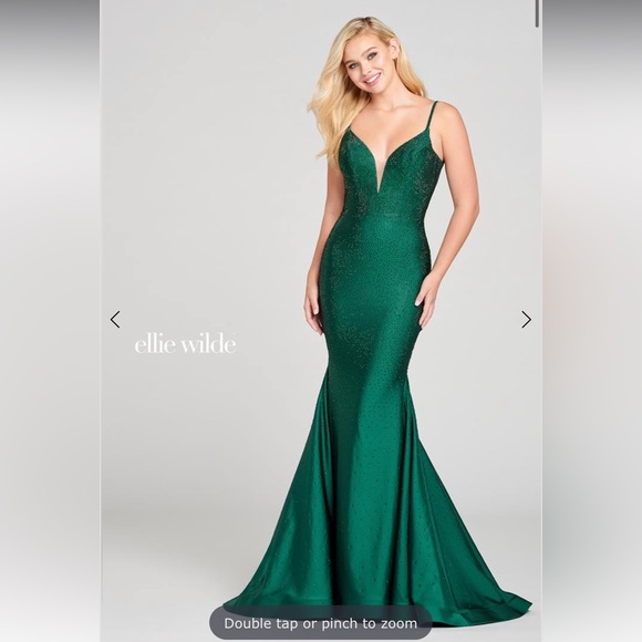 Ellie Wilde 00 Emerald Green Prom Dress - Picture 6 of 8